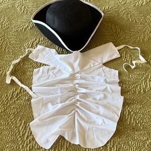 White Ruffled Costume Top with Black Hat